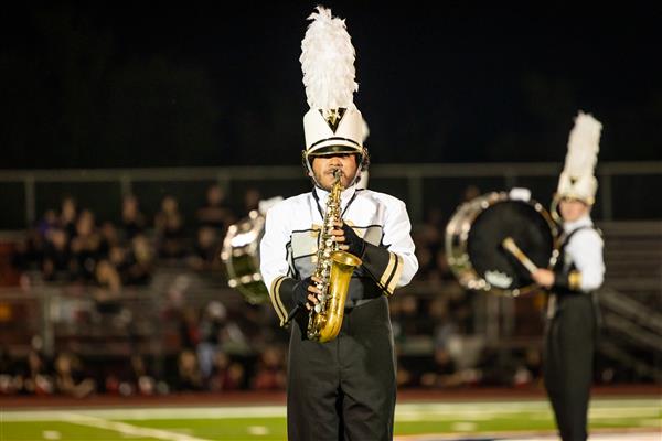 Fairview High marching band members perform